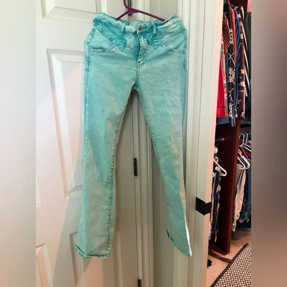 Chic Aqua Flare Jeans for Women - Picture 1 of 5